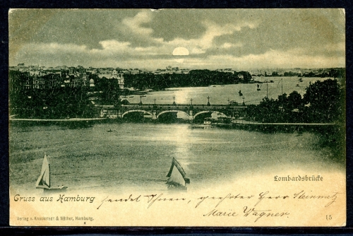 AK Hamburg Die Lombardsbrücke 2.3.1898 gebraucht #HU316