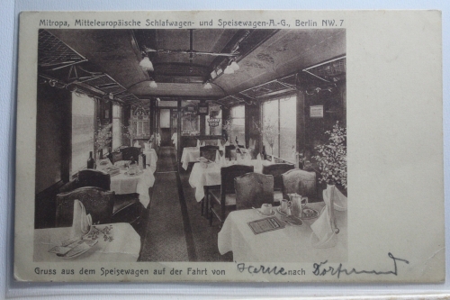 AK Deutschland Mitropa - Gruß aus dem Speisewagen 1925 gebraucht #PH893