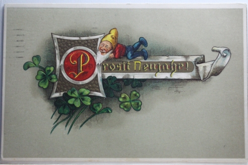 AK Deutschland Grußkarte - Prost Neujahr Feldpost 1916 gebraucht #PH898