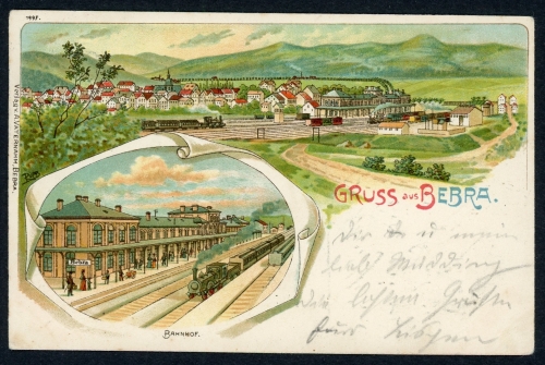 AK Bebra Ldkr. Hersfeld-Rotenburg Bahnhof und Total-Ansicht 1906 gebraucht #HU491