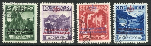 Liechtenstein Dienst 1-4 A gestempelt #HX066