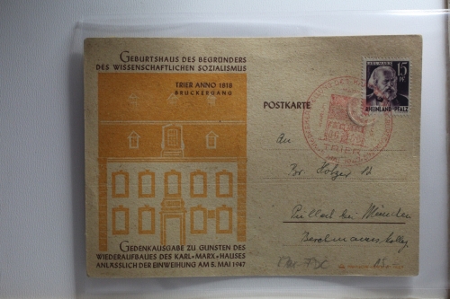 Französische Zone Rheinland-Pfalz 5 auf Postkarte als FDC #BA373