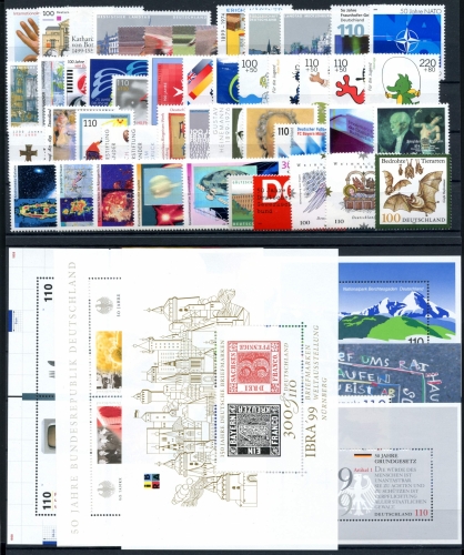 BRD Bund Jahrgang 1999 jede MiNr 1x mit Block postfrisch #BRD-XX-1999