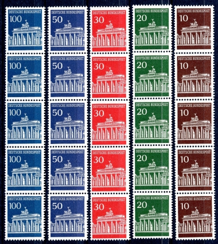 Bund Rollenmarken 5er Streifen 506-510 w R postfrisch #HX277