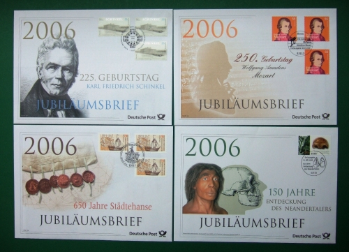 Bund 4 Jubiläumsbriefe 2006 der Deutschen Post Ersttagssonderstempel #HX370