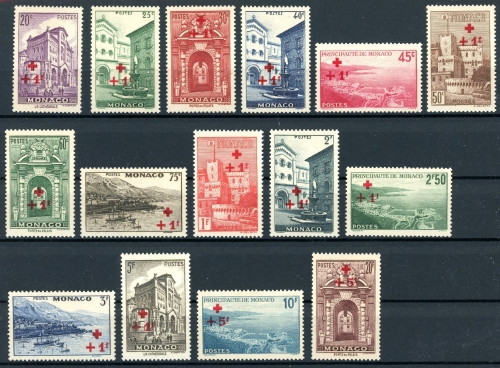 Monaco Rotes Kreuz 205-219 mit Falz incl. MiNr 210 I #HX385