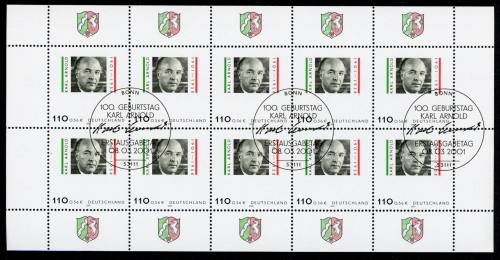 Bund Zehnerbogen 2173 Bonn Ersttagssonderstempel #IS514