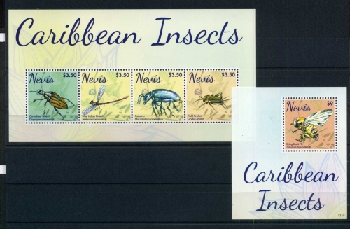 Nevis Kleinbogen 2809-2812 + Block 333 postfrisch Insekten #IM312