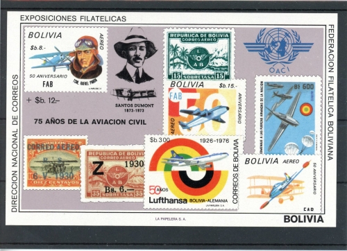 Bolivien Block 82 postfrisch Flugzeug #GI258