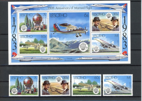 Lesotho 424-427, Block 18 postfrisch Flugzeug #GI268