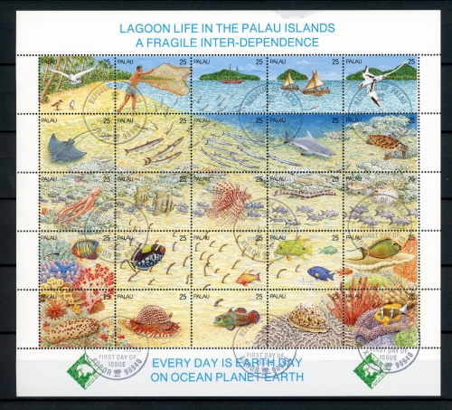 Palau Inseln Kleinbogen, defekt 370-394 gestempelt Fische #IY141