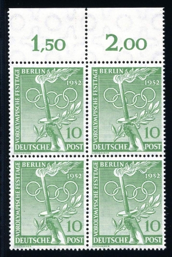 Berlin 89 postfrisch 4er Block Oberrand #IS751