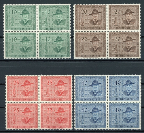 Liechtenstein 4er Blöcke 315-318 postfrisch Pfadfinder #IN193