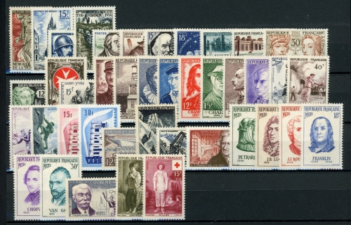 Frankreich kpl. Jahrgang 1956 postfrisch MiNr. 1115 mit Haftstelle #IN203