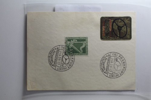 Berlin 72 auf Schmuckkarte, int. Automobil Ausstellung FFM 1951 #BA500