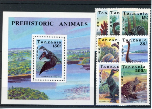 Tansania 854-860, Block 146 postfrisch Dinosaurier #IS883