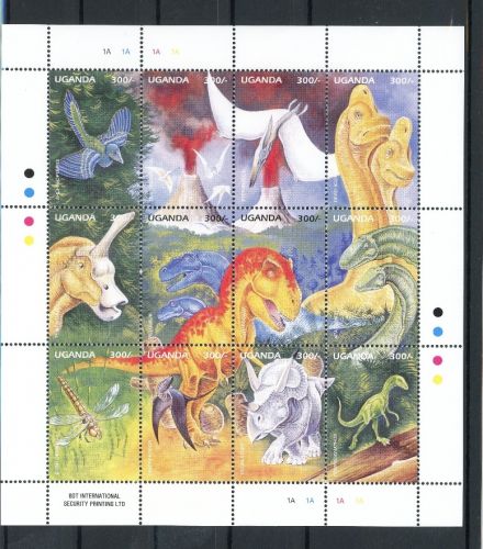 Uganda Kleinbogen 1520-1531 postfrisch Dinosaurier #IS886