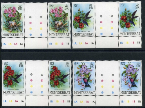 Montserrat Zwischensteg und Unterrand 507-510 postfrisch Vögel #JD215