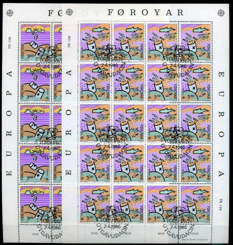 Färöer Kleinbogen 134-135 gestempelt Cept #JD494