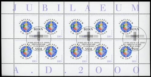 BRD 2087 Zehnerbogen Bonn Ersttagssonderstempel #GQ384