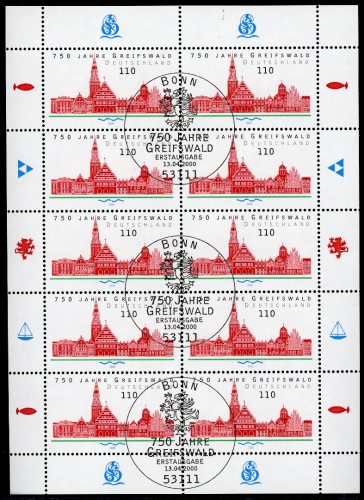 BRD 2111 Zehnerbogen Bonn Ersttagssonderstempel #GQ428