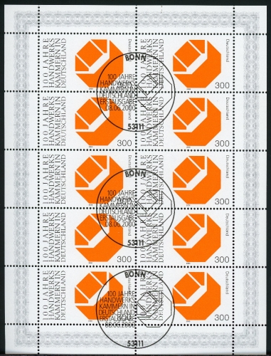 BRD 2124 Zehnerbogen Bonn Ersttagssonderstempel #GQ426