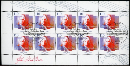 BRD 2126 Zehnerbogen Bonn Ersttagssonderstempel #GQ424