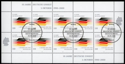 BRD 2142 Zehnerbogen Bonn Ersttagssonderstempel #GQ418