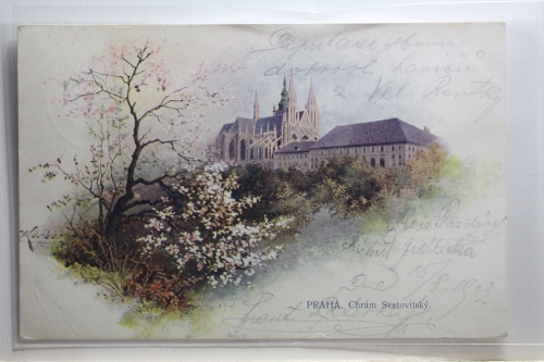 AK Prag Chrám Svatovitsky - Künstlerkarte 1903 gebraucht #PI425