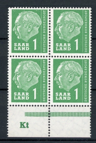 Saarland 4er Block Unterrand 380 postfrisch DZ Kt #IU531