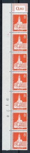 Berlin senkr 7er Streifen 187 DZ 7 postfrisch Eckrand oben links #IT918