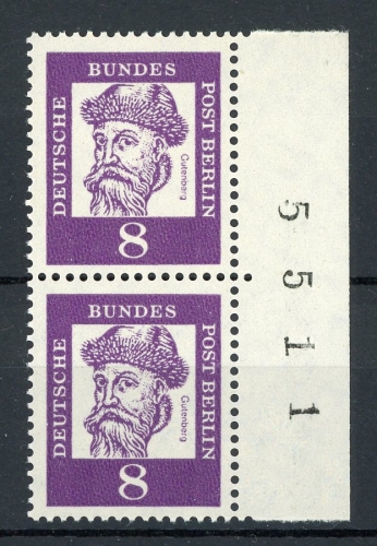 Berlin senkr. Paar 201 postfrisch Bogenzählnummer rechts #IT966