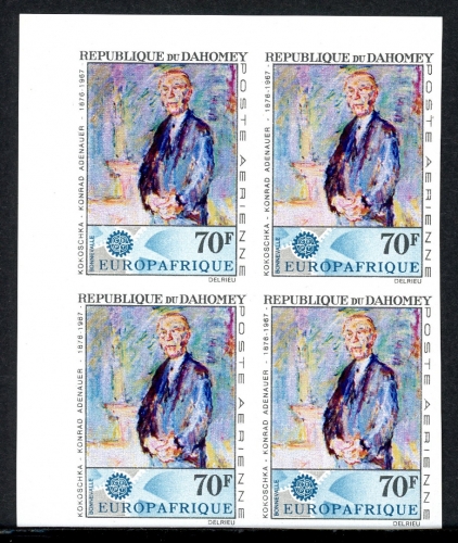 Dahomey 4er Block 318 B postfrisch Adenauer #IU655