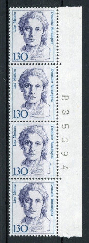 Bund senkr. 4er 1366 postfrisch BZ-Nr. fehlendes Zahnloch #IX736