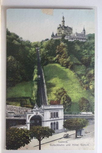 AK Luzern Gütschbahn und Hotel Gütsch 1909 gebraucht #PI536