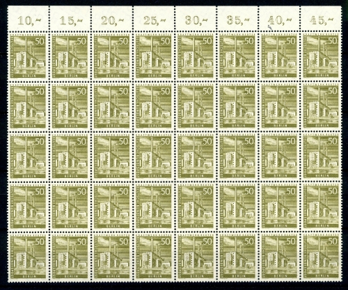 Berlin 150 w postfrisch 40er Bogenteil vom Oberrand #JE855