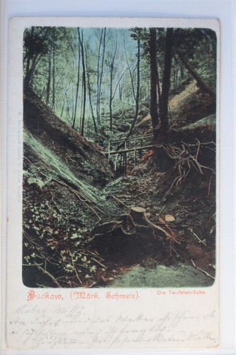 AK Buckow (Märk. Schweiz) Die Teufelsbrücke 1907 gebraucht #PJ049