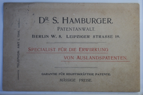 AK Berlin Dr. S. Hamburger - Patentanwalt gebraucht #PJ086