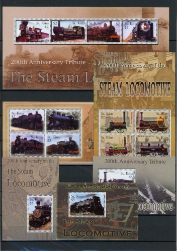 St. Kitts Kleinbogen 500-511, Block 60-62 postfrisch Eisenbahn #IM292