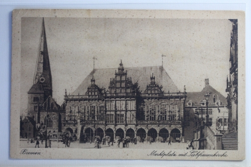 AK Bremen Marktplatz mit Liebfrauenkirche 1924 gebraucht #PJ178
