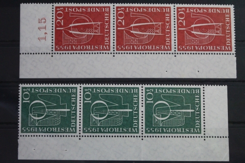 BRD 217-218 postfrisch als Dreierstreifen vom Eckrand #VL577