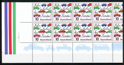 Bund 1954 postfrisch verschnittener 10er Bogen #JK240