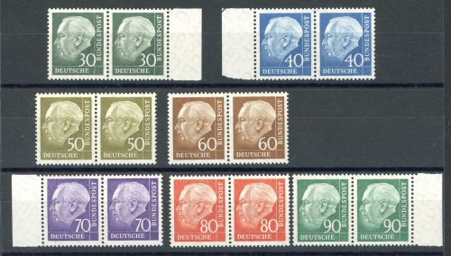 Bund waag. Paare 259-265 postfrisch v + w gemischt #JK245