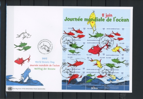 UNO Genf ZD Bogen 817-28 Fische Ersttagesbrief/FDC #JE760