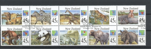 Neuseeland 10er Streifen 1366-1375 postfrisch Tiere #JK438