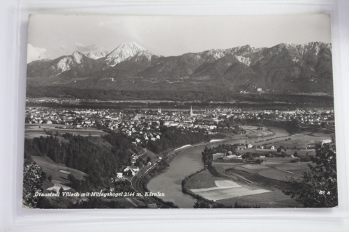 AK Draustadt Villach mit Mittagskogel 2144 m 1961 gebraucht #PJ712