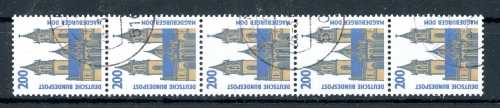Bund Rollenmarken 5er Streifen 1665 R I gestempelt Nr. 205 #JM370