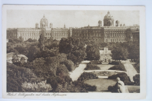 AK Wien I. Volksgarten mit beiden Hofmuseen ungebraucht #PJ992