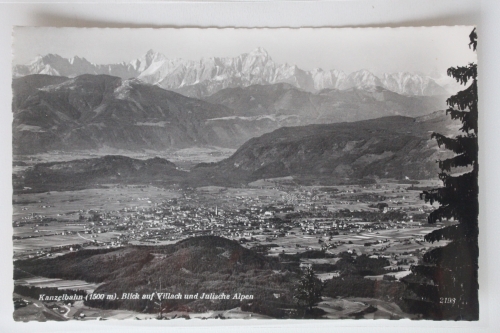 AK Kanzelbahn (1500 m) Blick auf Villach und Julische Alpen ungebraucht #PK004