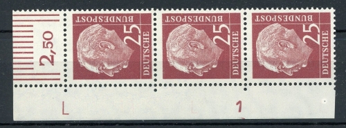 Bund 186 y DZ 1 (L) postfrisch Eckrand oben links #IT826